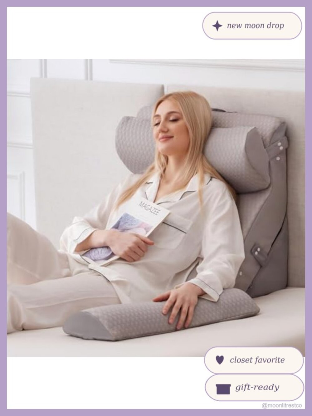 4PC Wedge Pillow Set After Surgery Memory Foam Adjustable Back Support